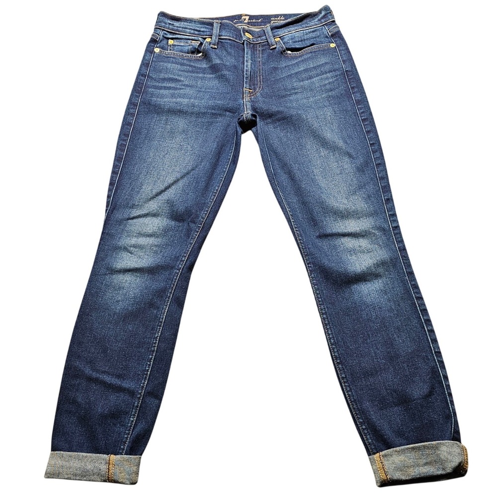 7 For All Mankind Ankle Gwenevere Jeans Womens 27 Blue Skinny Stretch Denim